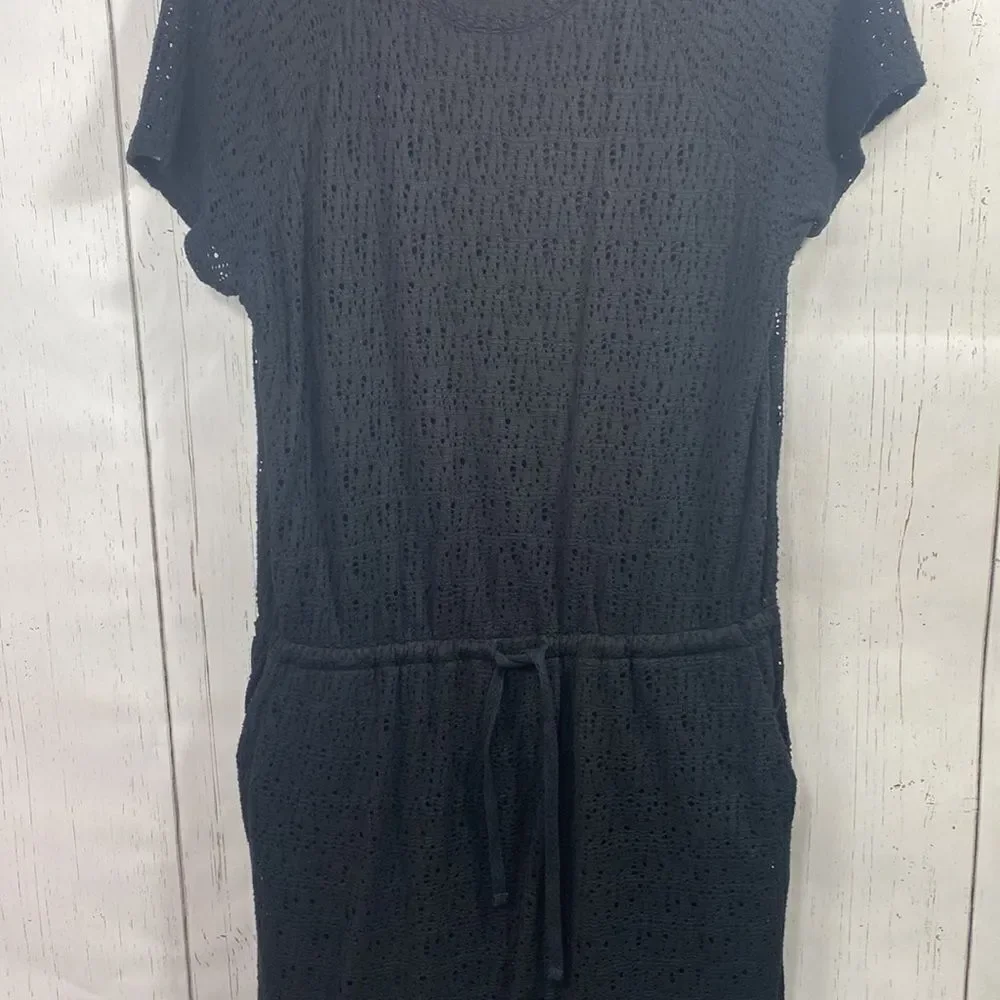 Lou & Grey Womens Black Mesh Elastic Waist Dress Swim Coverup